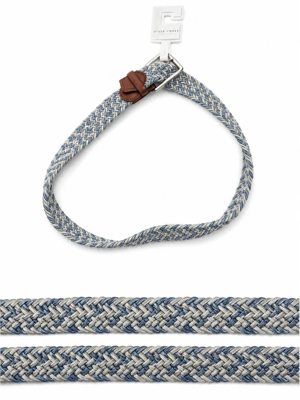Perry Ellis Portfolio Men’s Blue Gray Rope Leather Size 36 Silver Buckle NWT